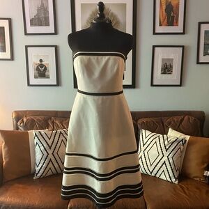 NWT Ann Taylor Black/White Stripe Strapless Tube Dress 8 Petite